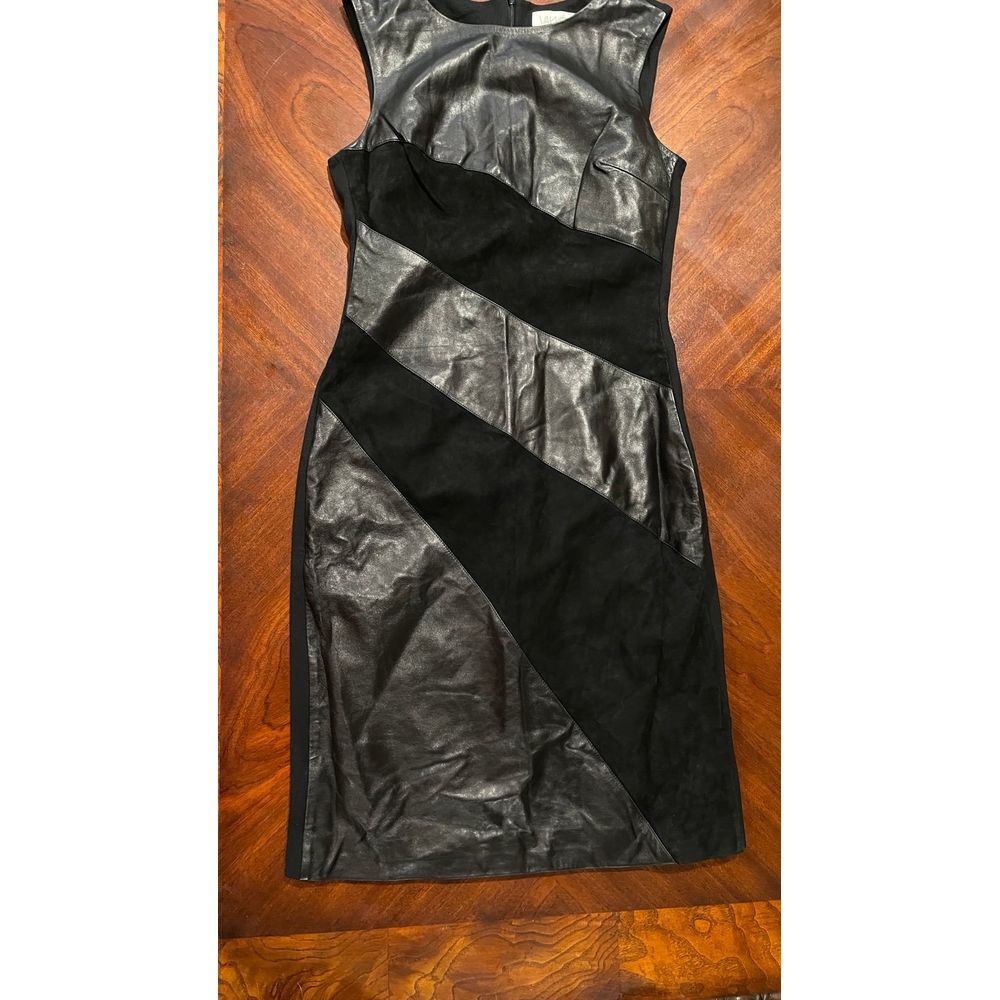 VAKKO Leather and‎ Suede Black Cocktail Dress size 4